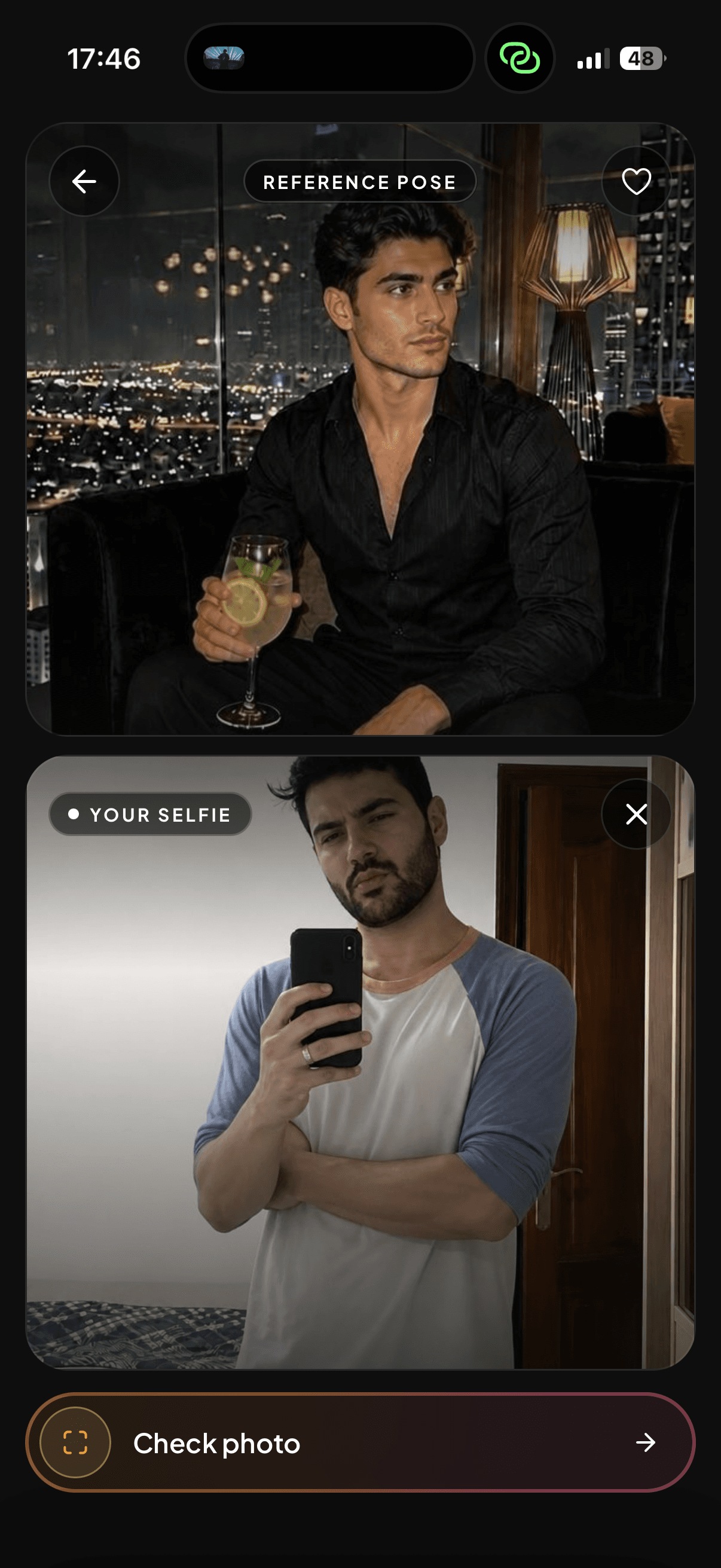 Selfie input example