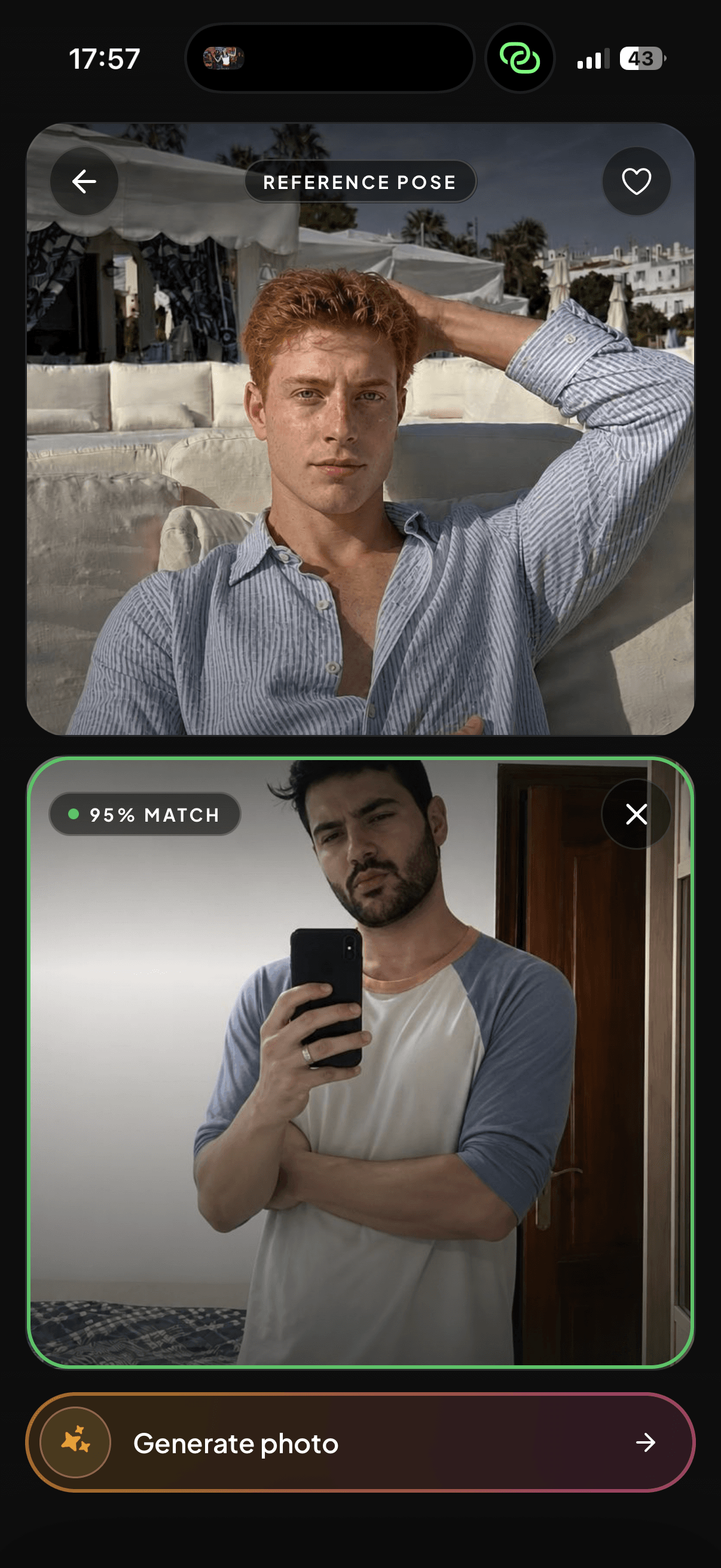 Selfie input example