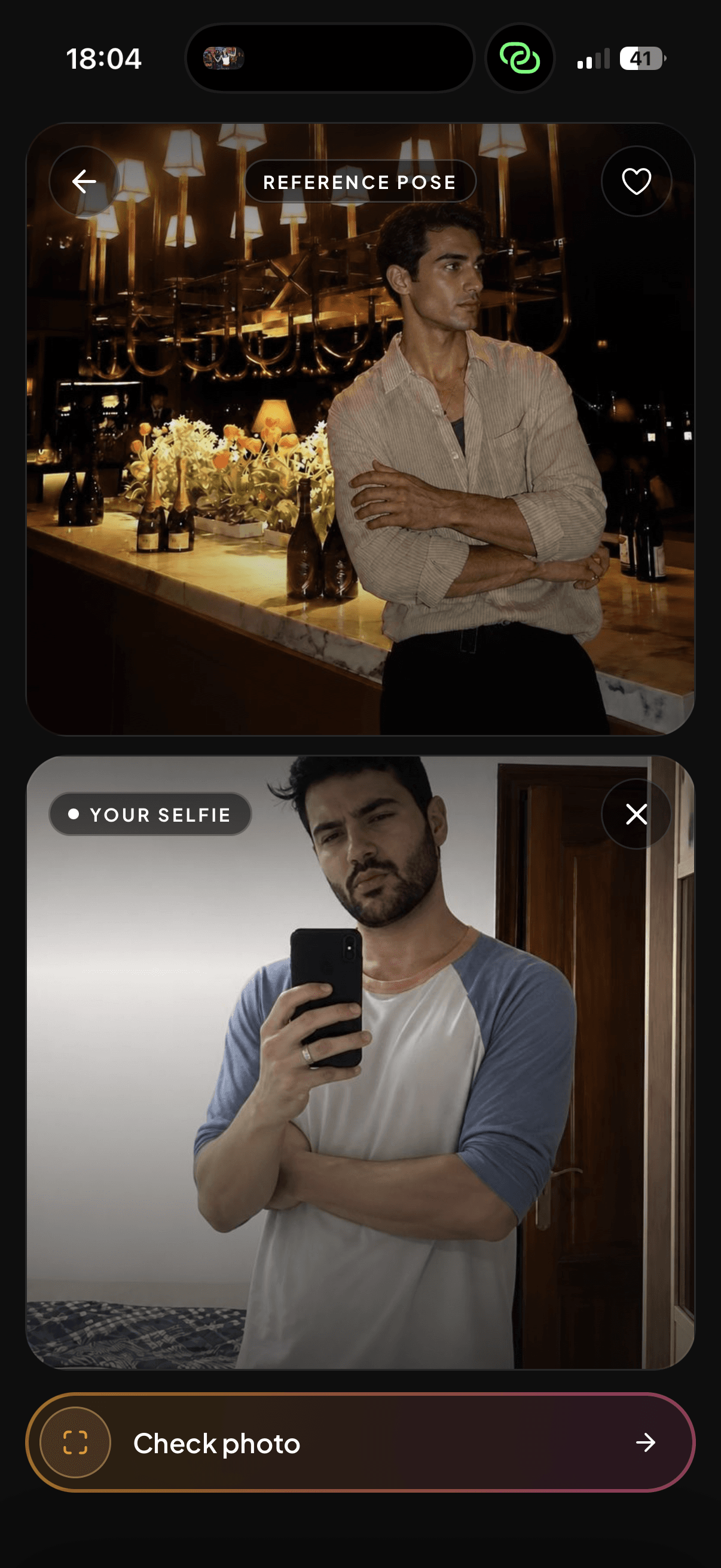 Selfie input example